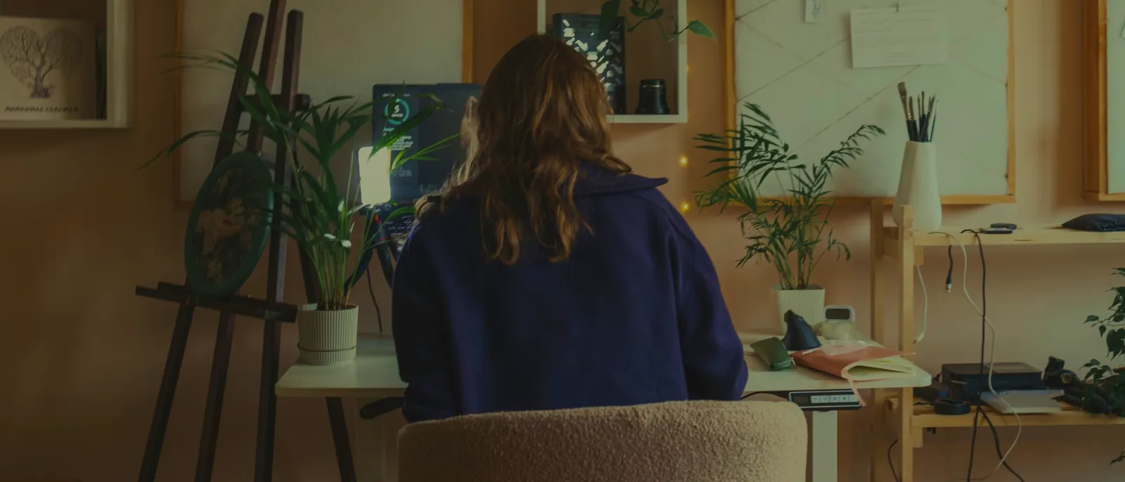 Person relaxing at home with a warm drink